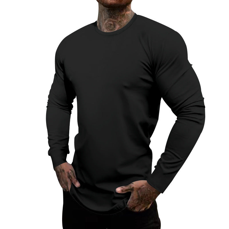 Men's long-sleeve T-shirt made of cotton blend with elastic fit and moisture-wicking technology Lisslune