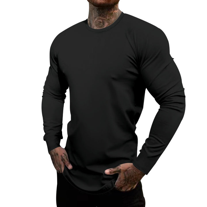 Men's long-sleeve T-shirt made of cotton blend with elastic fit and moisture-wicking technology Lisslune