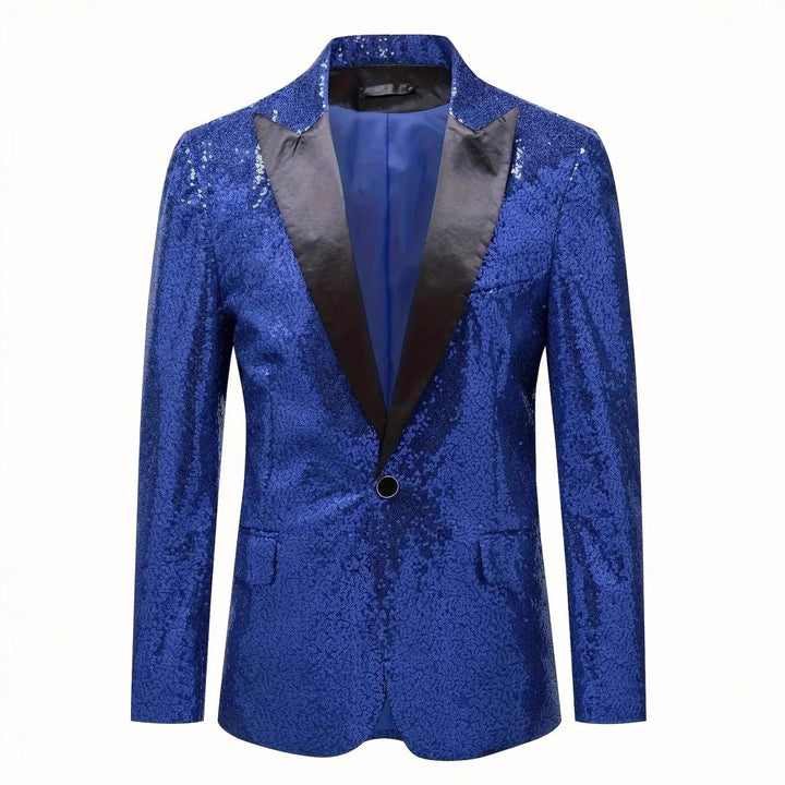 Men's festive sequin blazer with black lapel Lisslune