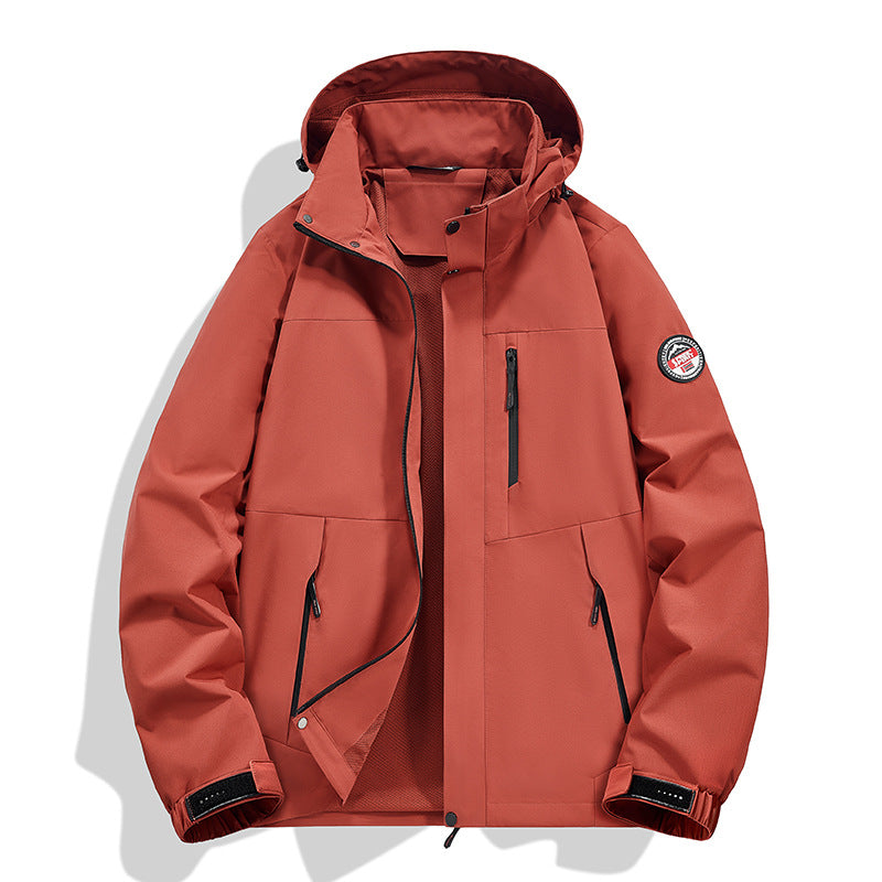 Men's Weatherproof Outdoor Jacket with Multifunctional Pockets and Adjustable Hood Collar Lisslune