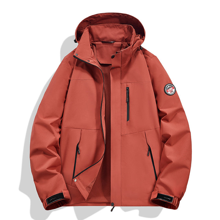 Men's Weatherproof Outdoor Jacket with Multifunctional Pockets and Adjustable Hood Collar Lisslune