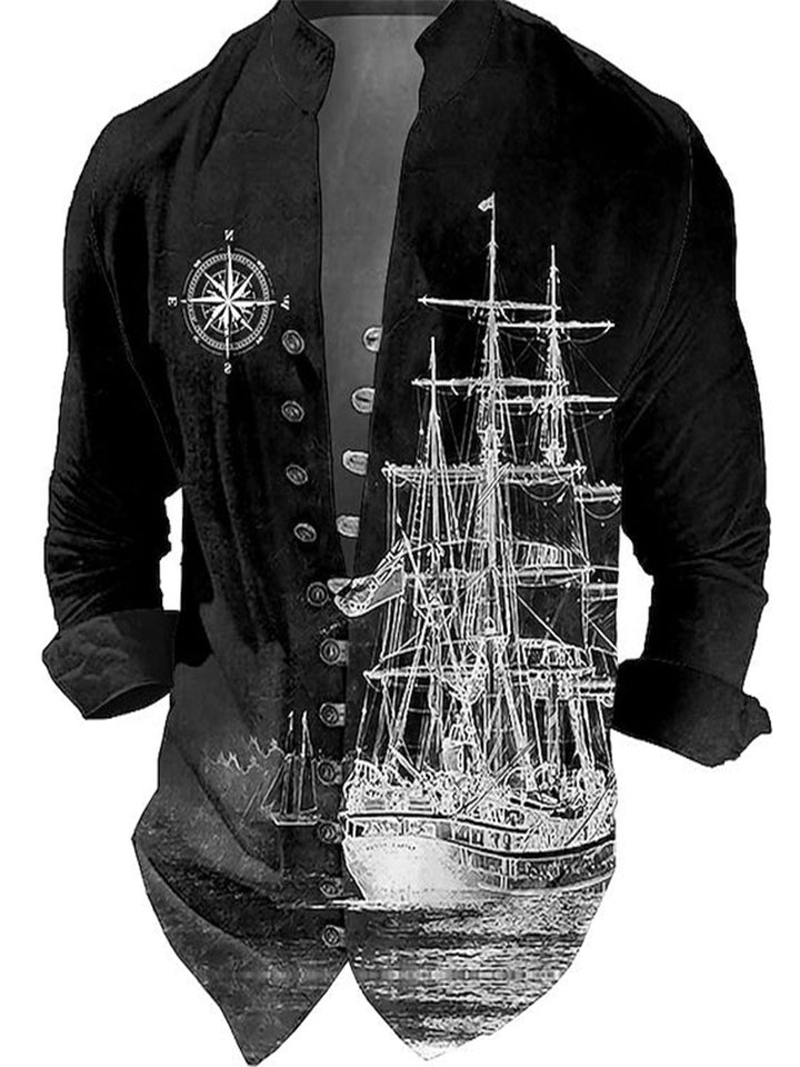 Men's vest with nostalgic maritime ship design Lisslune