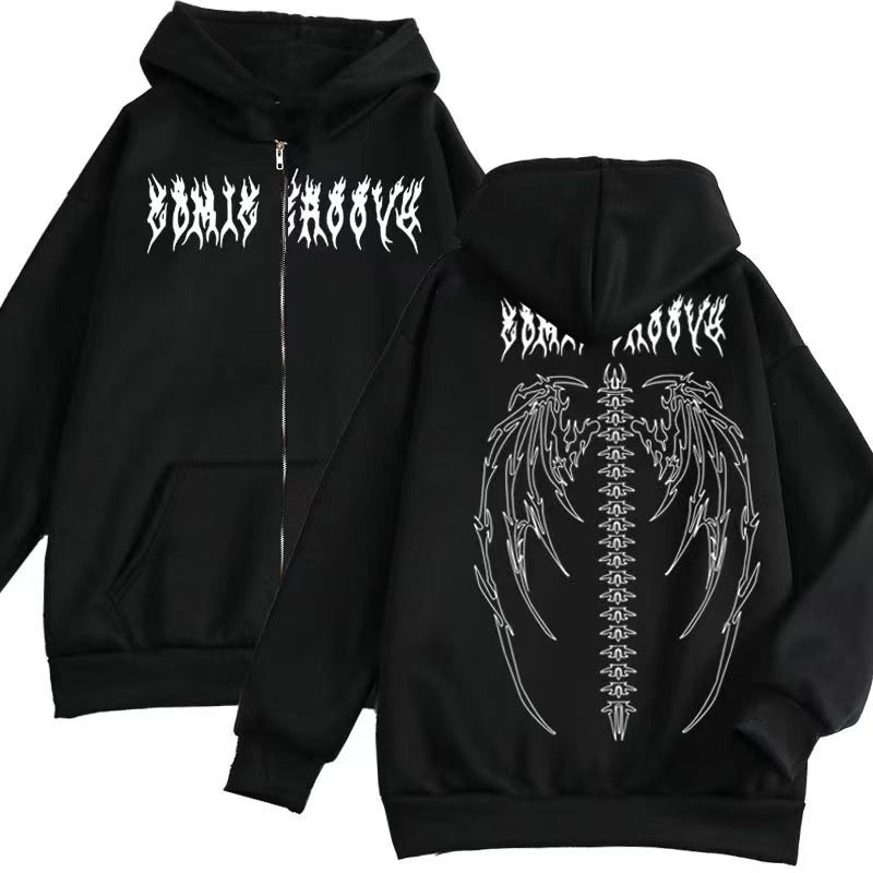 Women's hoodie jacket with striking Gothic design and comfortable fit Lisslune