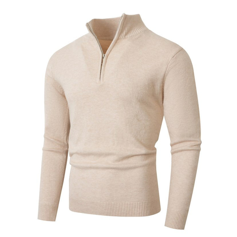 Men's knit sweater with modern standing collar and high-quality zipper Lisslune