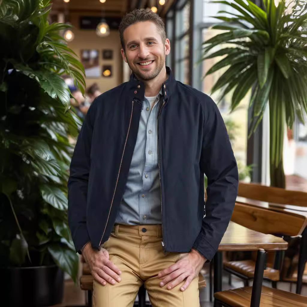 Men's modern bomber jacket with innovative stand-up collar Lisslune