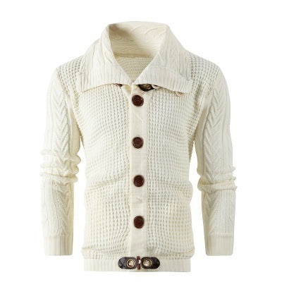 Men's cardigan with shawl collar and wooden buttons Lisslune