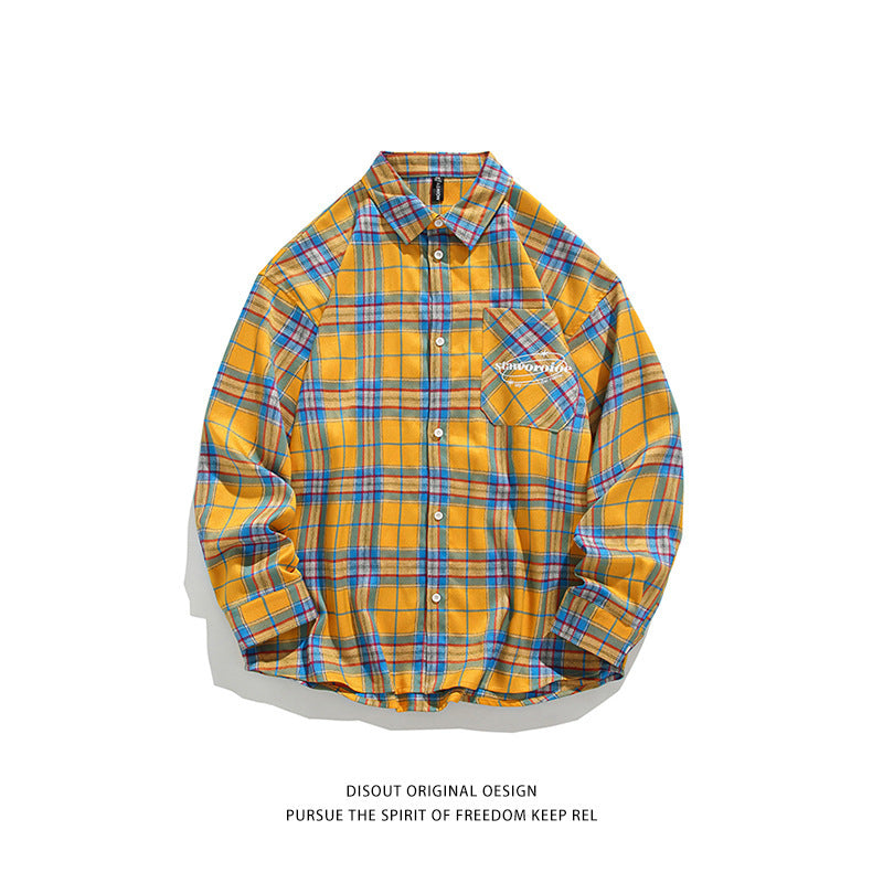 Men's checkered casual shirt with open collar and chest pocket Lisslune