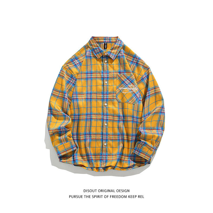 Men's checkered casual shirt with open collar and chest pocket Lisslune