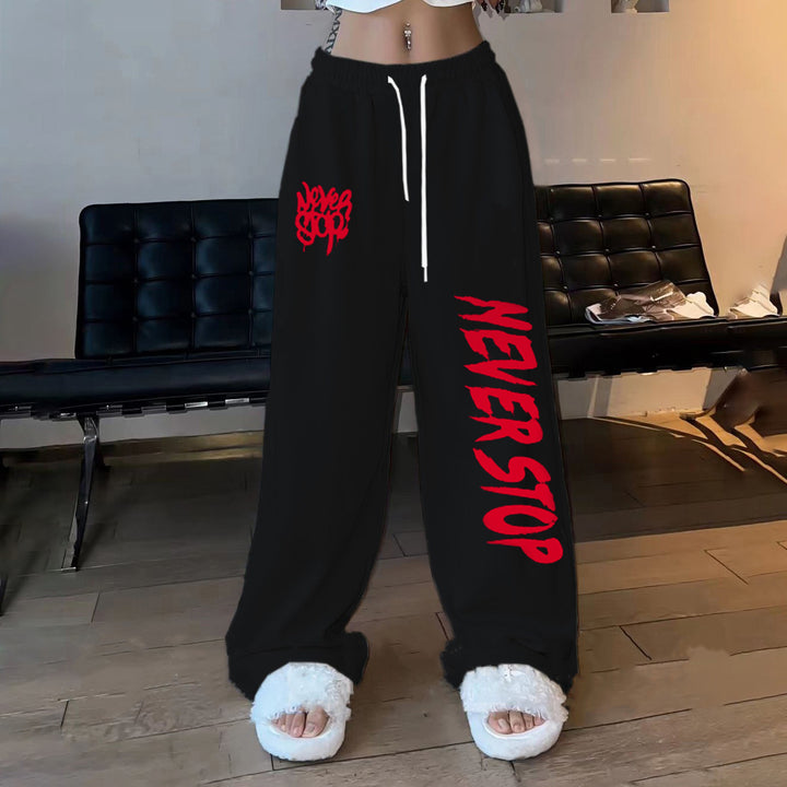 Women's casual pants in a relaxed oversized style with eye-catching graphic print Lisslune