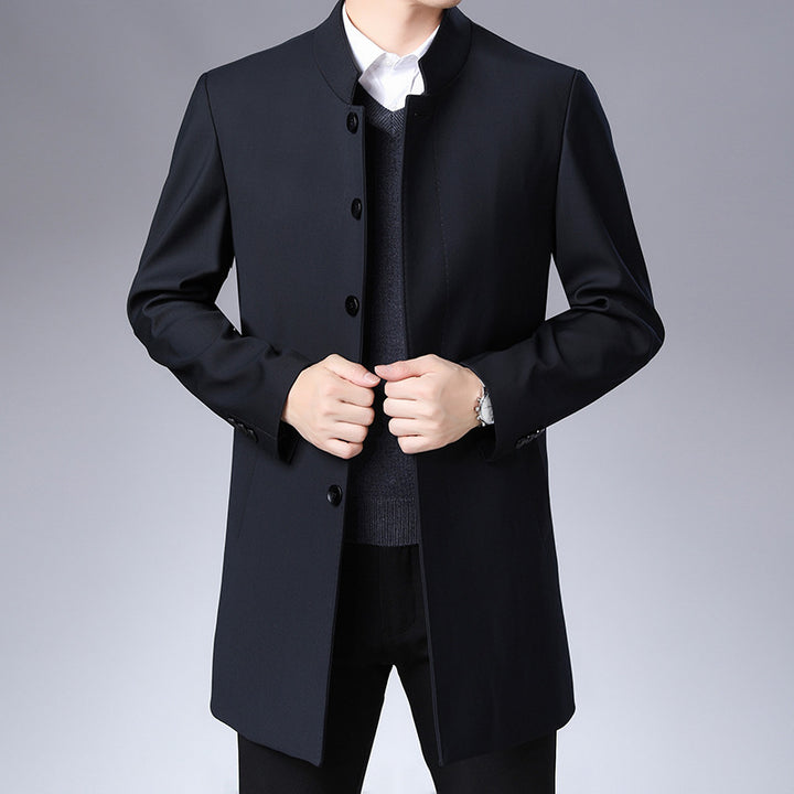 Men's Stylish Coat with Modern Buttons and High Collar Lisslune