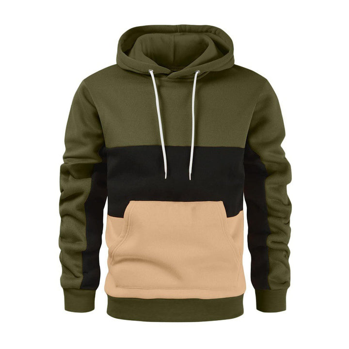 Men's sporty hooded sweatshirt with contrasting color block design Lisslune