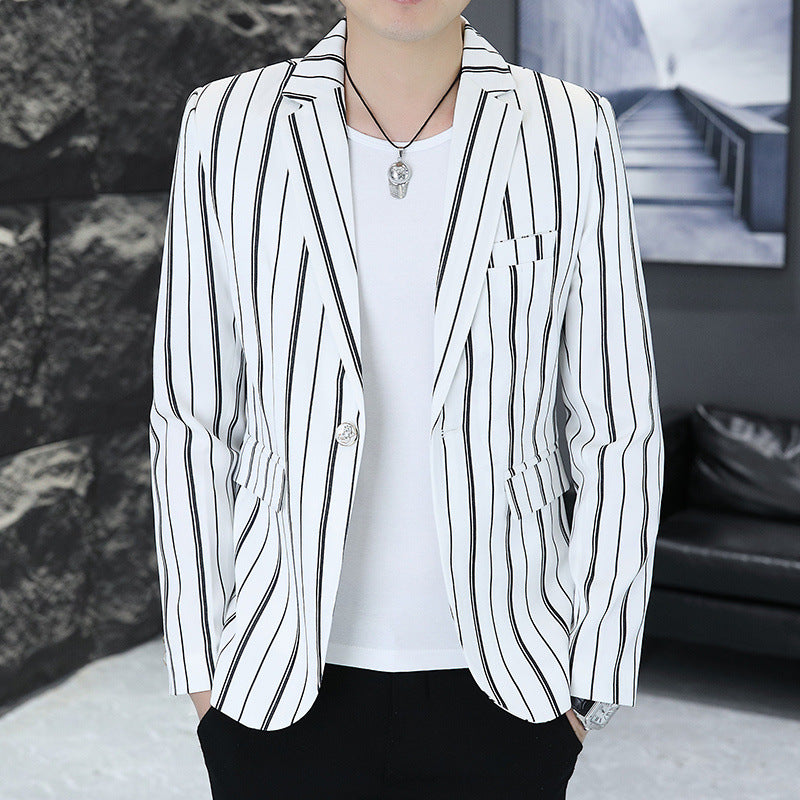 Men's striped blazer jacket with modern cut and elegant details Lisslune