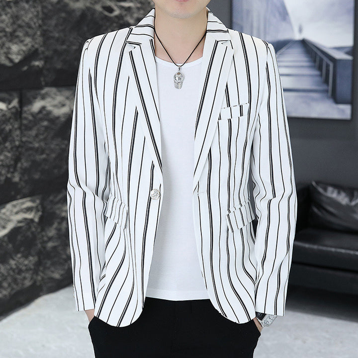 Men's striped blazer jacket with modern cut and elegant details Lisslune