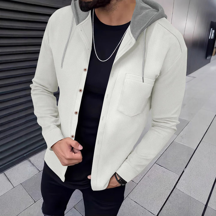 Men's leisure shirts with hood and textured design Lisslune