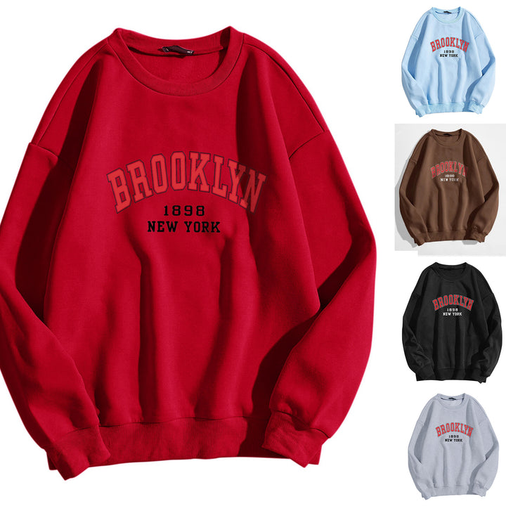 Women's casual oversized sweater with Brooklyn print Lisslune