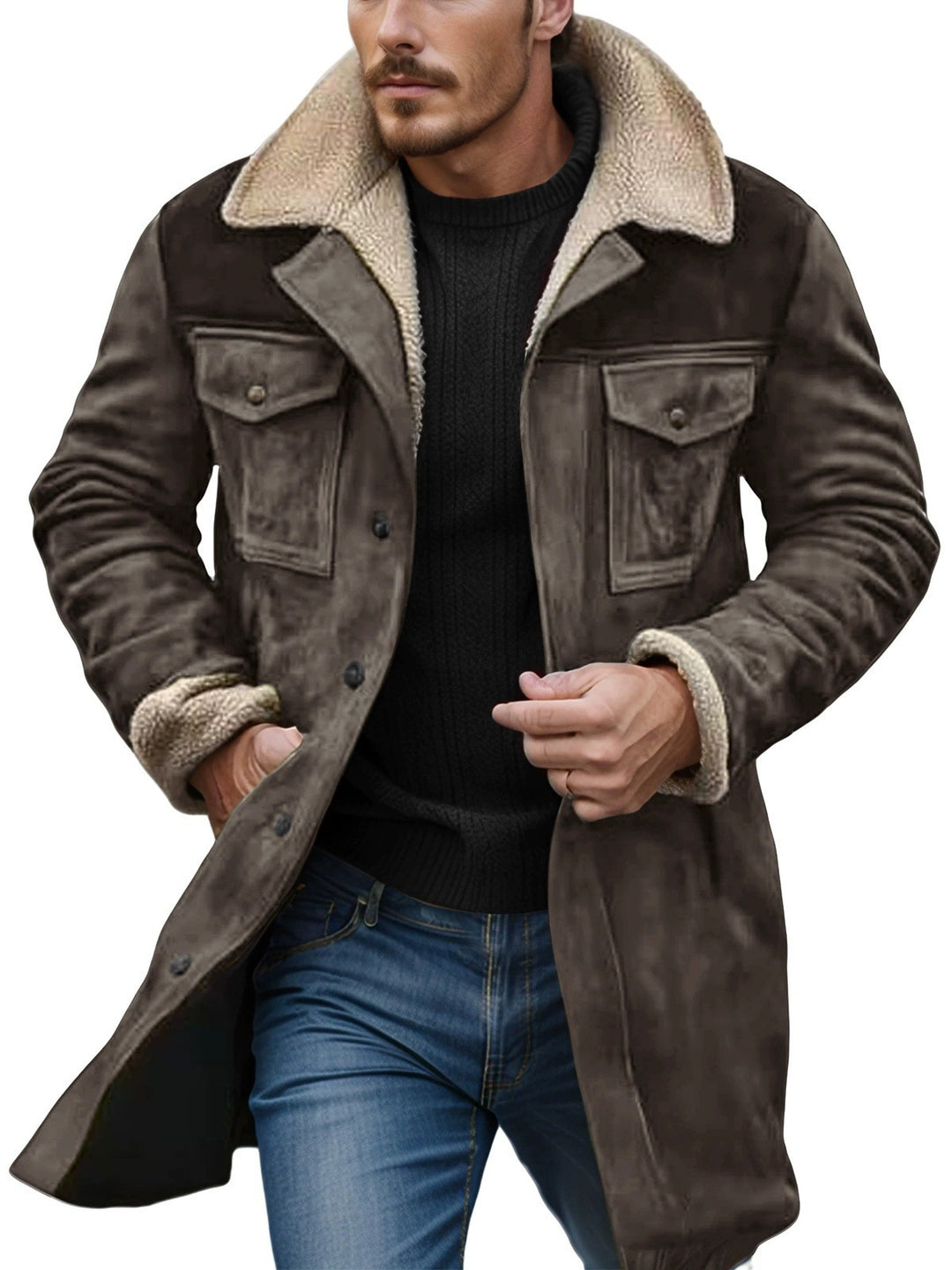 Men's lambskin jacket in a casual utility style with generous pockets Lisslune