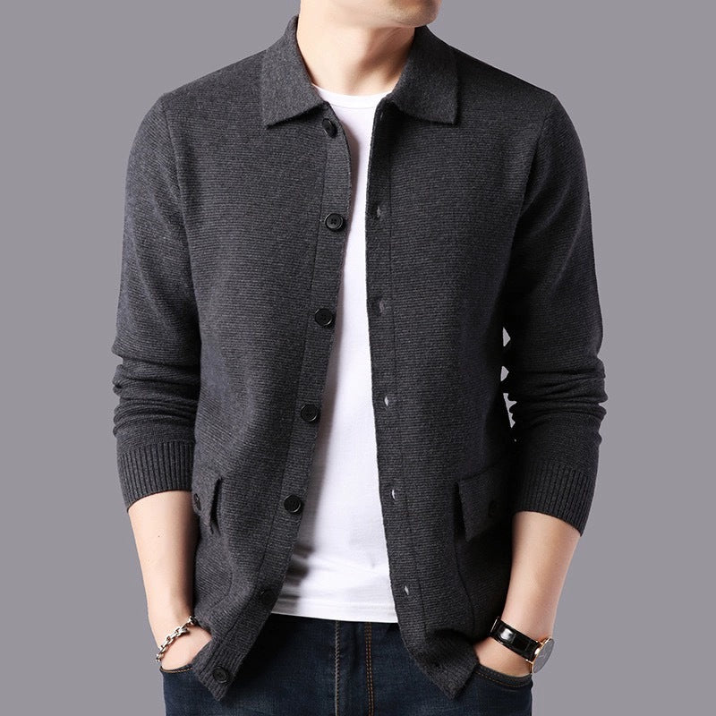 Men's Structured Cardigan with Button Closure and Practical Pockets Lisslune