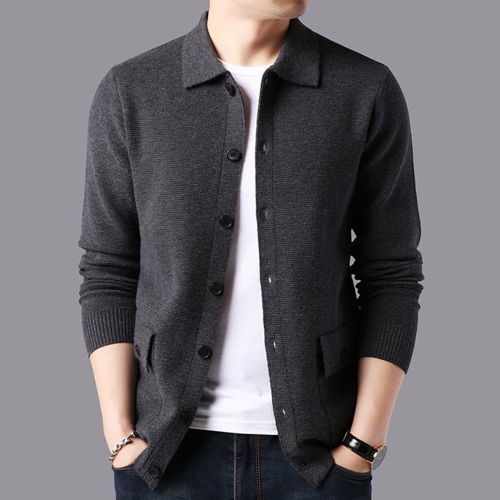 Men's Structured Cardigan with Button Closure and Practical Pockets Lisslune