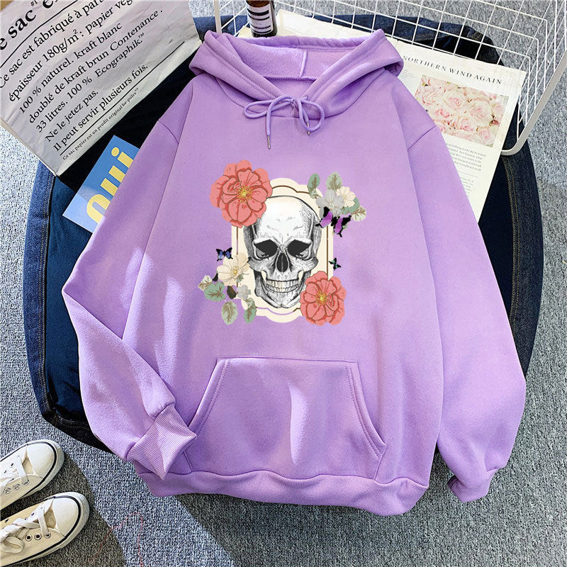 Women's hoodie with creative skull and flower design Lisslune