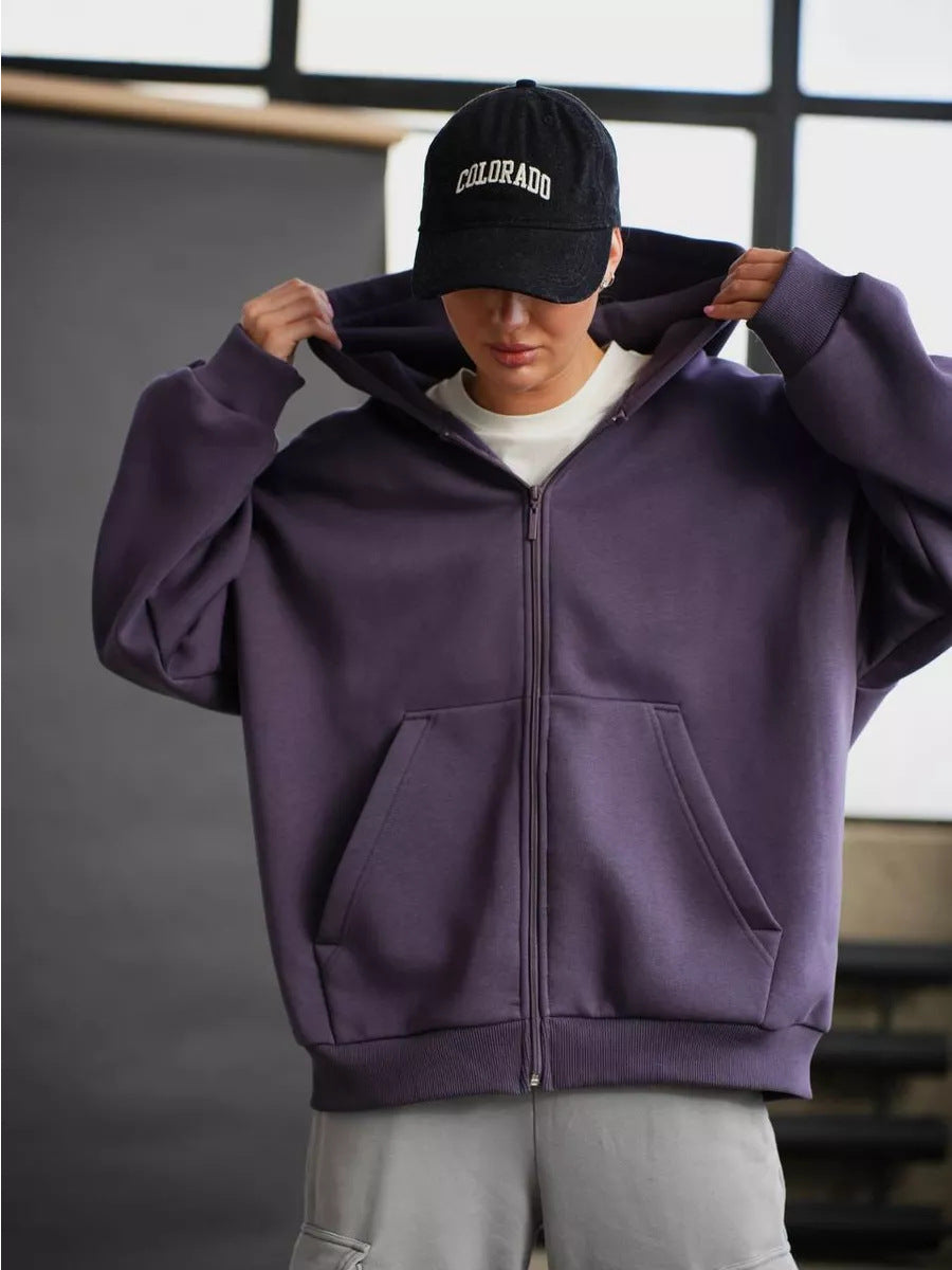 Women's Oversized Hooded Jacket with Zipper and Large Pockets Lisslune