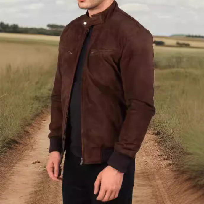 Men's suede jacket in modern design with practical pockets Lisslune