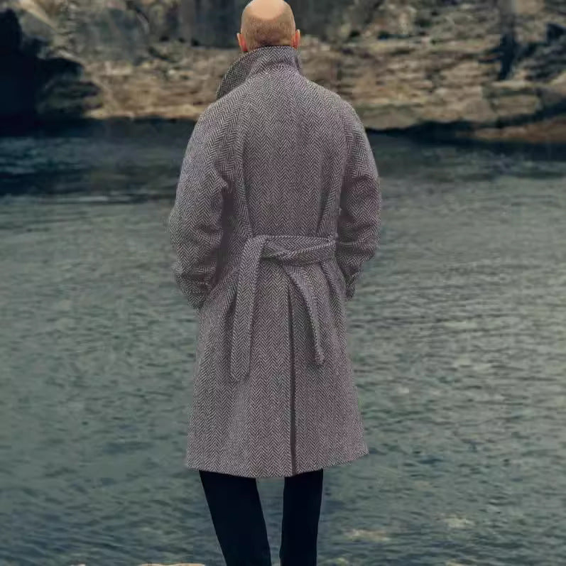 Men's elegant wool coat with houndstooth pattern Lisslune