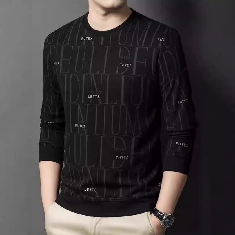Men's fashionable crew neck sweater with graphic lettering Lisslune