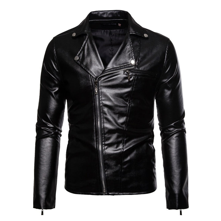Men's modern biker jacket with asymmetric zipper and leather look Lisslune