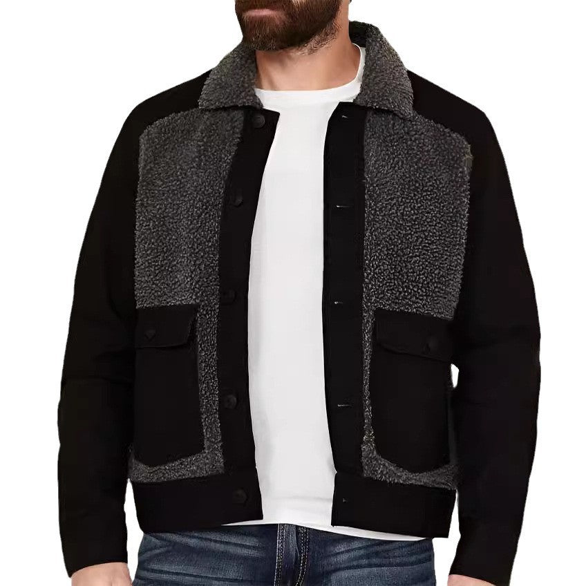 Men's casual fleece jacket with textured collar Lisslune