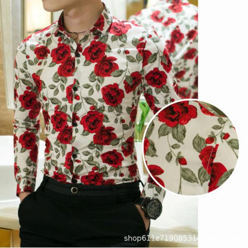 Men's long-sleeve shirt with floral print and elegant cut Lisslune