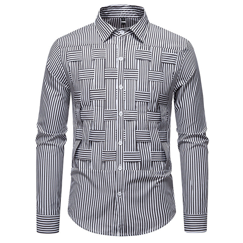 Men's Long Sleeve Shirt with Artistic Pattern Mix Lisslune