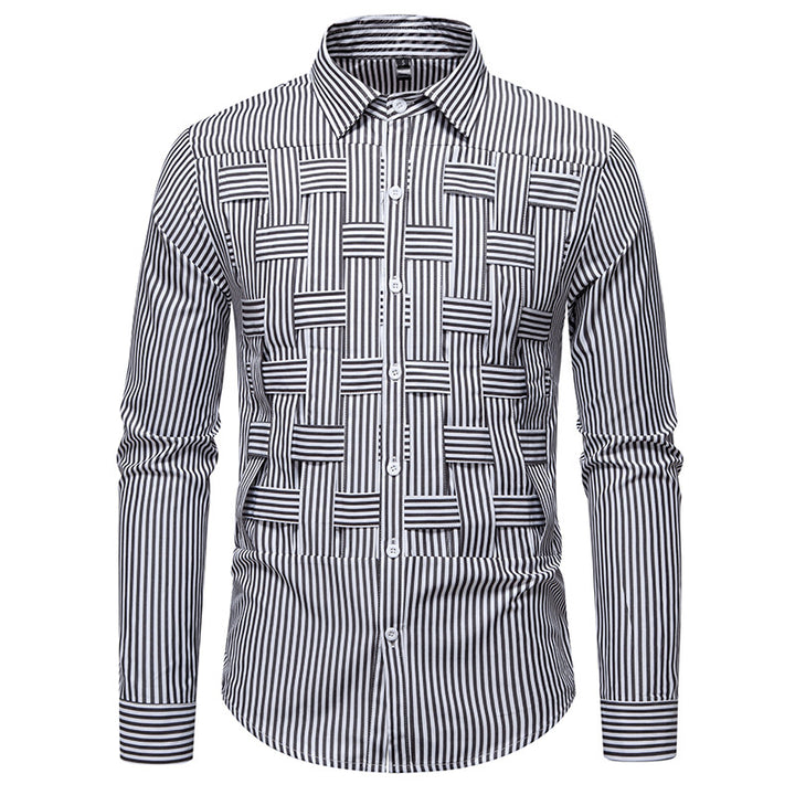 Men's Long Sleeve Shirt with Artistic Pattern Mix Lisslune