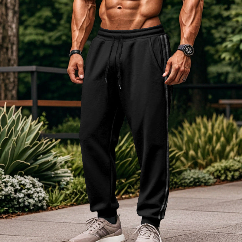 Men's Comfortable Sports Pants with Contrasting Side Inserts and Elastic Waistband Lisslune