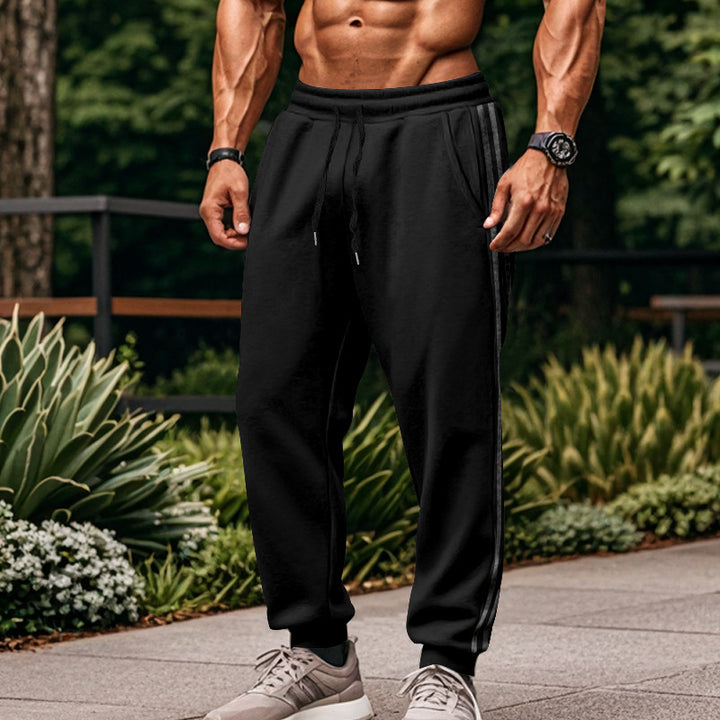 Men's Comfortable Sports Pants with Contrasting Side Inserts and Elastic Waistband Lisslune