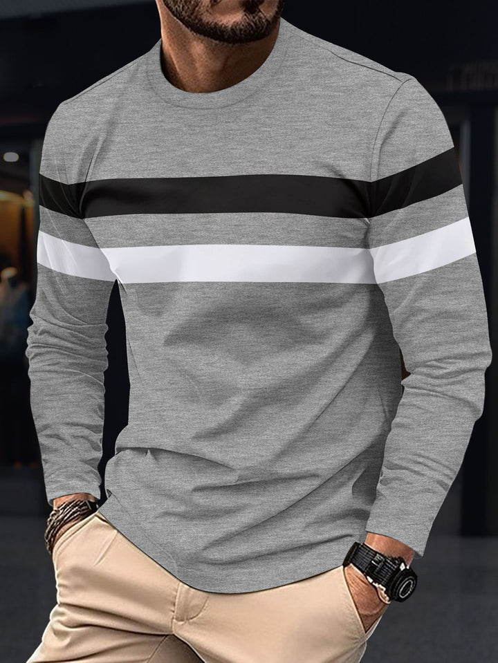 Men's fashionable long-sleeve shirt with sporty stripes Lisslune