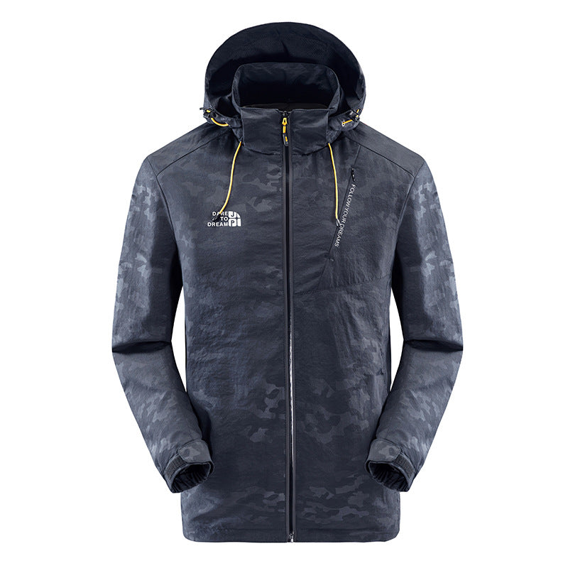 Men's water-repellent camouflage jacket with adjustable hood Lisslune