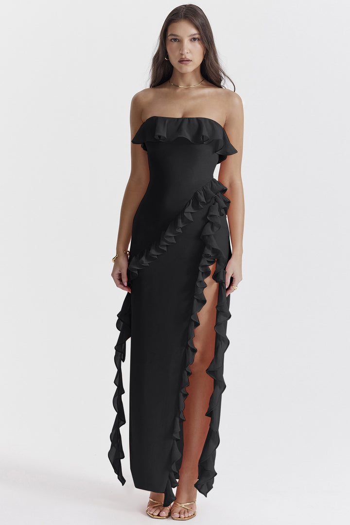 Ladies evening dress in elegant ruffle style