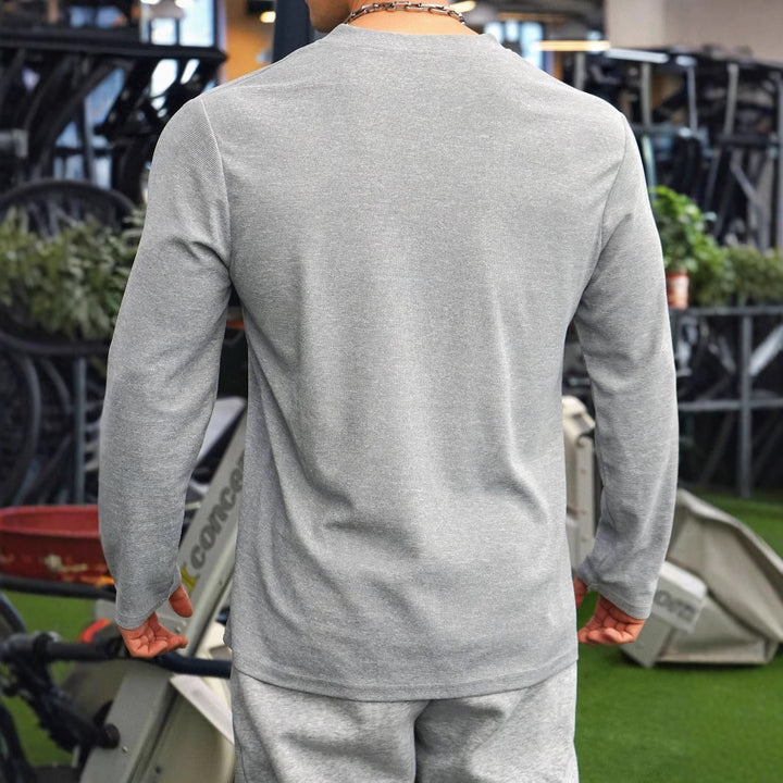 Men's long sleeve shirt with button placket and textured design Lisslune