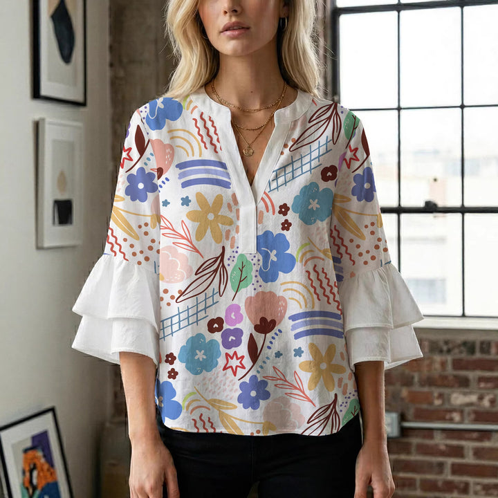 Women's artistic top with ruffled sleeves Lisslune