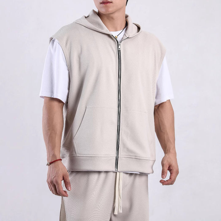 Men's sleeveless hooded shirt with practical pockets Lisslune