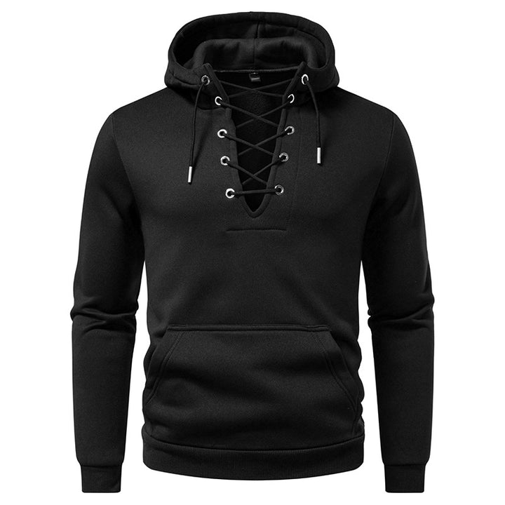 Men's hoodie with fashionable lacing design Lisslune