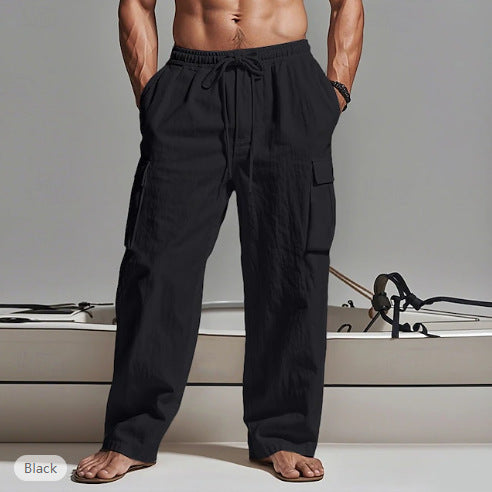 Men's cargo pants with elastic waistband and practical side pockets Lisslune