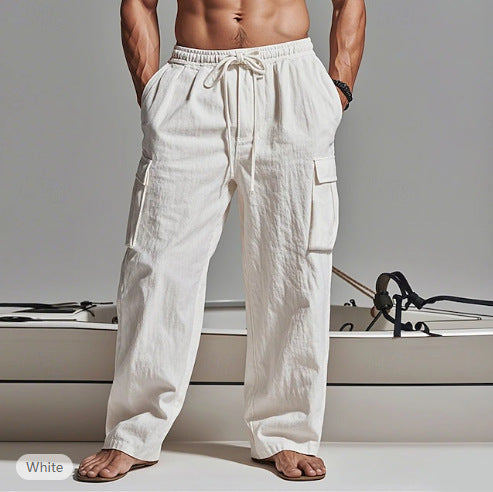 Men's cargo pants with elastic waistband and practical side pockets Lisslune