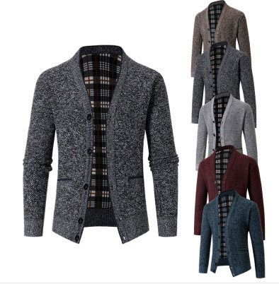 Men's elegant knitted cardigan with check pattern Lisslune
