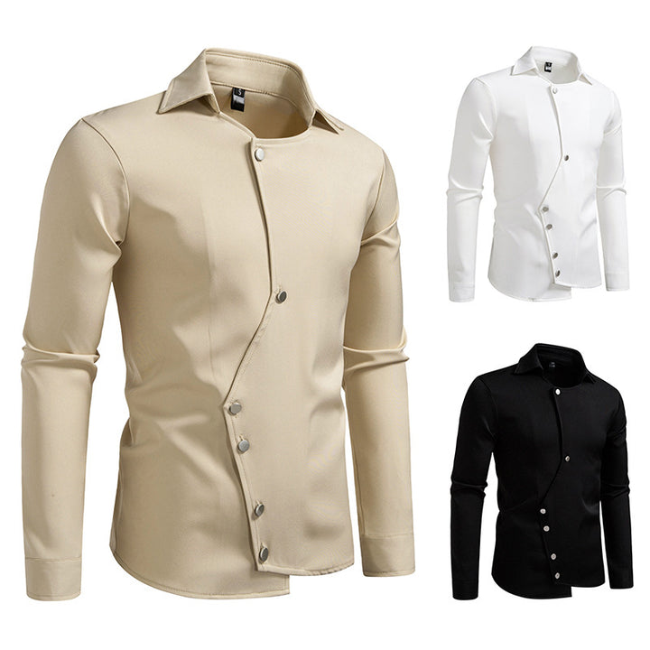 Men's fashionable, asymmetrical shirt with unique button details Lisslune