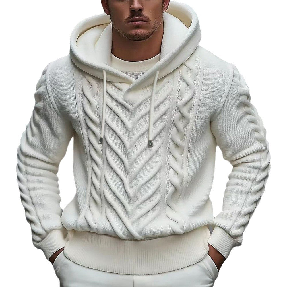 Men's hooded sweatshirt with textured cable pattern and elastic waistband Lisslune