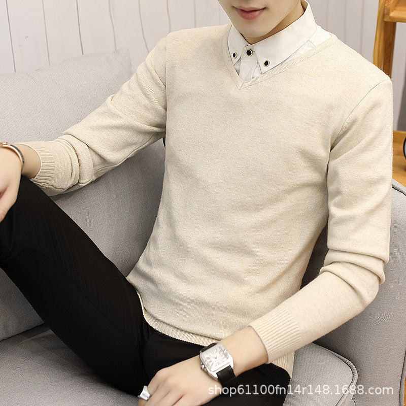 Men's fashionable V-neck sweater made of soft cotton Lisslune