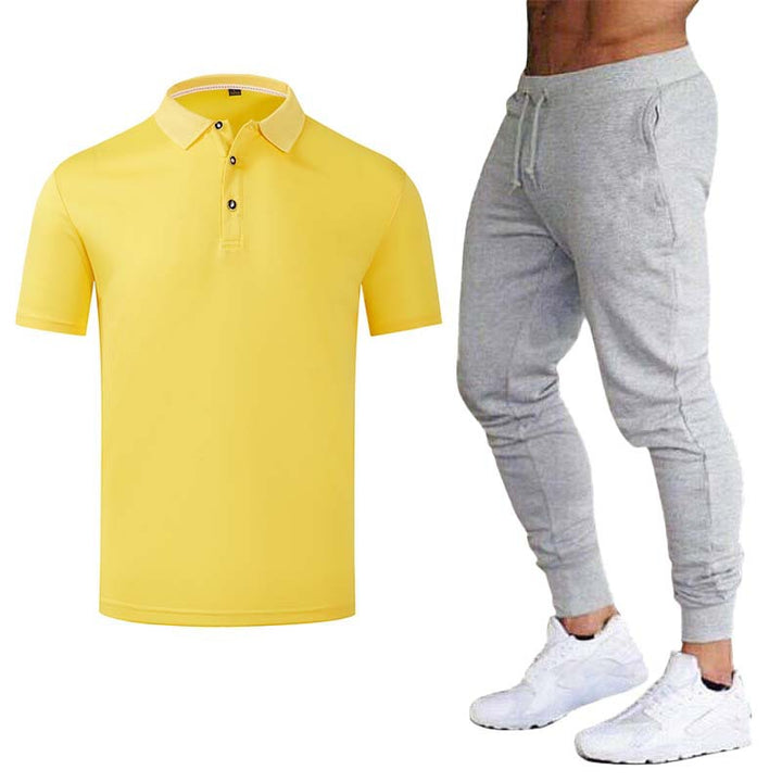 Men's Sporty Polo Shirt with Fashionable Accents and Sweatpants Lisslune