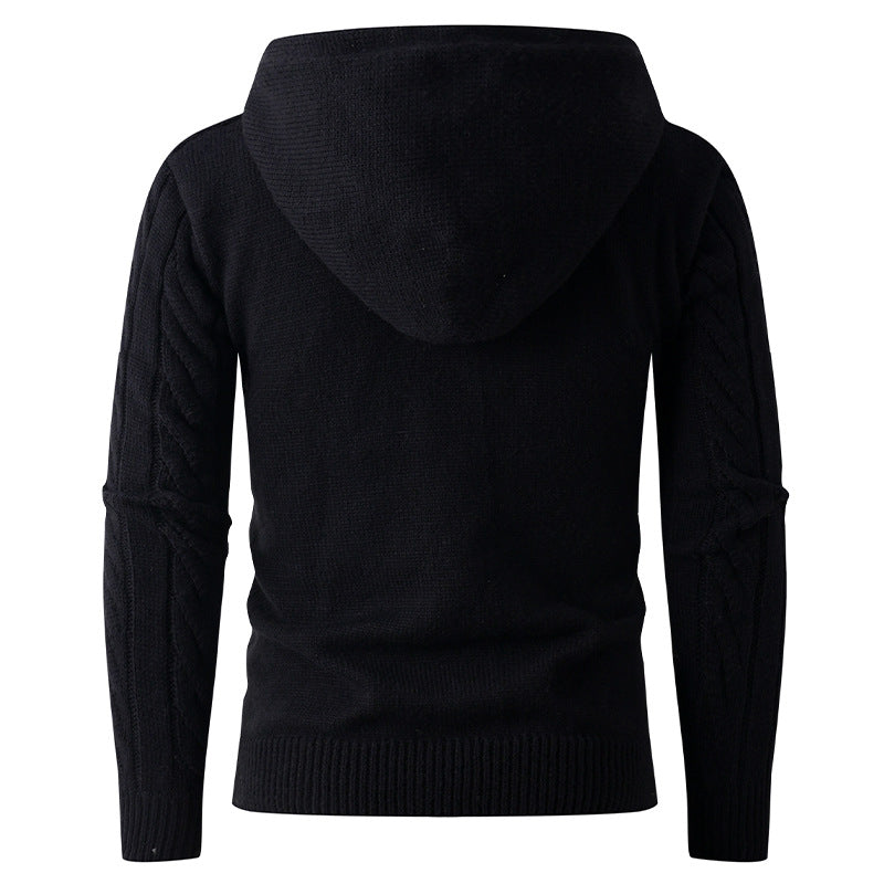 Men's cardigan with hoodie and modern cable pattern Lisslune