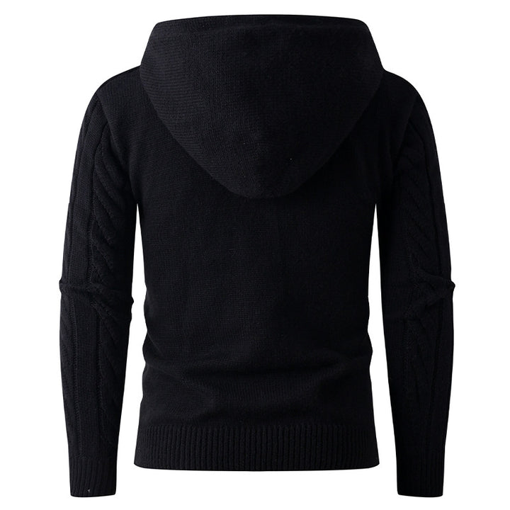 Men's cardigan with hoodie and modern cable pattern Lisslune